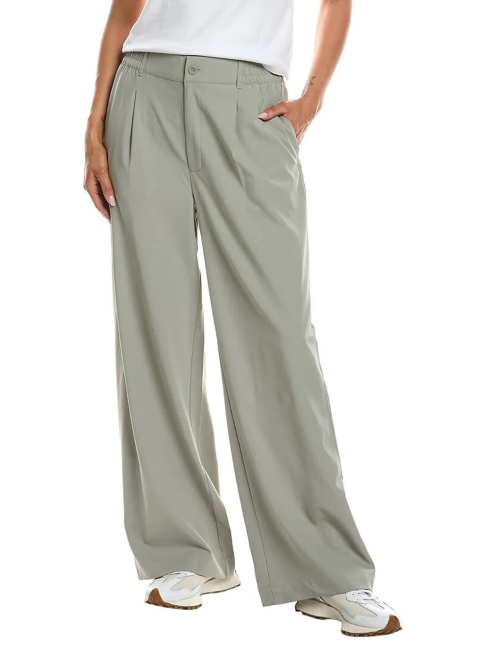 Beyond Yoga Status Trouser Wide-Leg Pants in Sage 29” inseam XL NWT